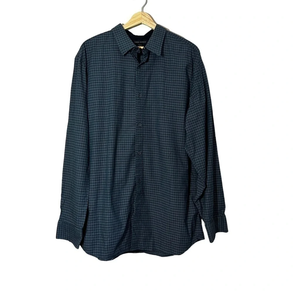 Banana Republic Blue Plaid Button Front Shirt Size XL  Great Used Condition